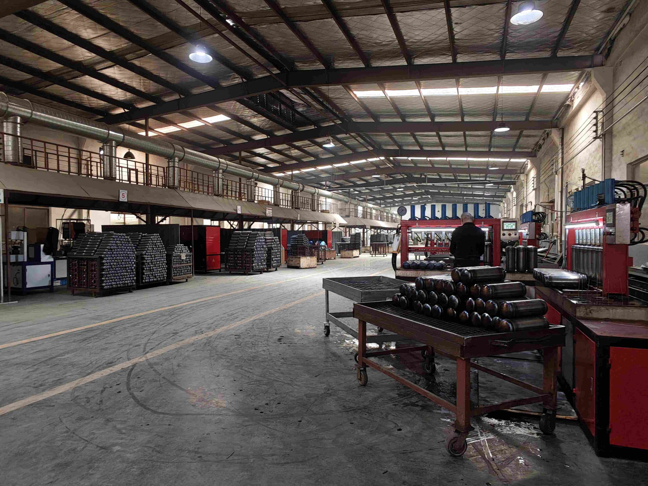 Steel cylinder welding and forming workshop