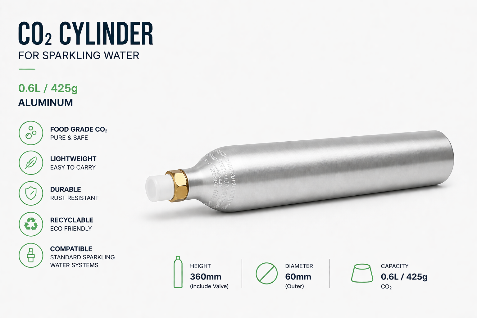 CO2 soda maker aluminum cylinder